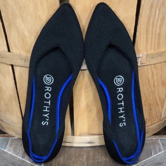 Rothy’s The Point Black Pointed Toe Synthetic Slip-On Ballet Flats Womens Size 6 - Picture 9 of 11